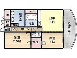 アリエス 2DKの間取図画像