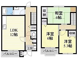ツインコートいたくら 3LDKの間取図画像