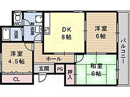 グレースコート青葉丘 3DKの間取図画像