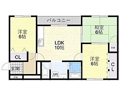 カサクレスト 3LDKの間取図画像