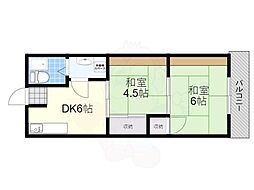 松原ロイヤルハイツ 2DKの間取図画像