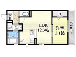 ボンクロシェット 1LDKの間取図画像
