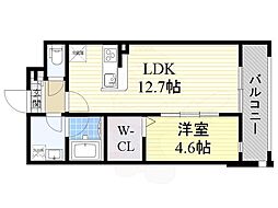 ドミソレイユ2 1LDKの間取図画像