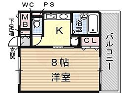 トレイズ2 1Kの間取図画像