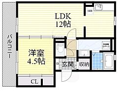 レフィナードカルチェA 1LDKの間取図画像