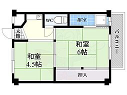 ビレッジハウス城蓮寺6号棟 2Kの間取図画像