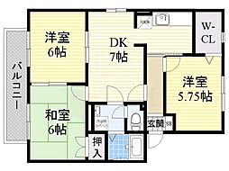 カサベルデB棟 3LDKの間取図画像
