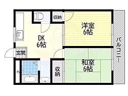 佐堂コーポ 2DKの間取図画像