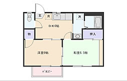 ヴェルフィオーレ富士見台B 2DKの間取図画像
