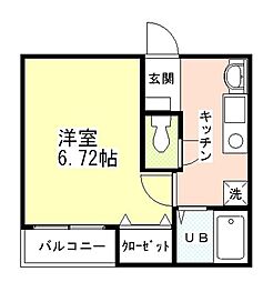 ブレイブハウス 1Kの間取図画像