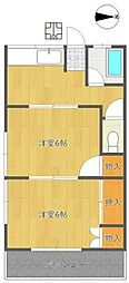 川端荘 2Kの間取図画像