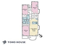 西武拝島ハイツ7号棟 3LDKの間取図画像