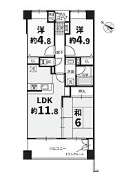 ライオンズシティ聖蹟桜ケ丘 3LDKの間取図画像