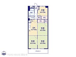 府中マンション 4DKの間取図画像