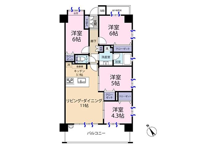間取り パレステージ中神 7階/-