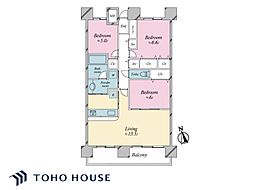 若葉台ワルツの杜D棟 3LDKの間取図画像
