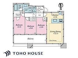 シティタワー武蔵小杉 3LDKの間取図画像