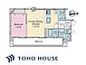 間取り：3方向に窓が備わった角部屋。全居室2面採光で、陽当たり・通風良好な1LDKの住まいです。東向きバルコニーはLDKと洋室に面しており、あたたかな陽光が室内に届きます。