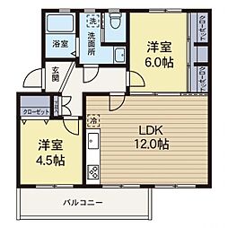 ガーデン山団地10号棟 2LDKの間取図画像