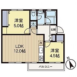 左近山団地3-30号棟 2LDKの間取図画像