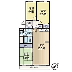 保土ヶ谷ファミールハイツ2号棟 3LDKの間取図画像