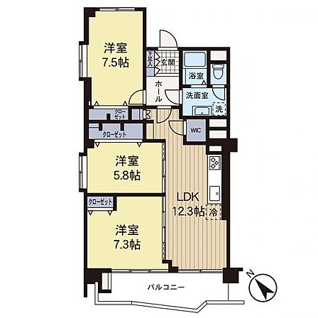 【間取り】角住戸につき日当たり良好です。