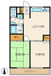 グリーンヒル成城 2LDKの間取図画像