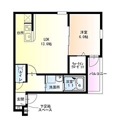 フジパレス神田南通III番館 1LDKの間取図画像