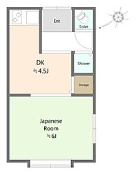 アパハウスぜん 1DKの間取図画像