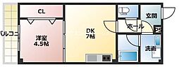 ネクステージ七松町 1DKの間取図画像