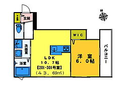 グランクラッセ 1LDKの間取図画像