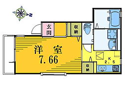 シャトルコート 1Kの間取図画像
