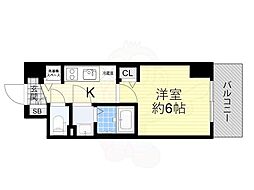 ララプレイス阿波座駅前フェリオ 1Kの間取図画像