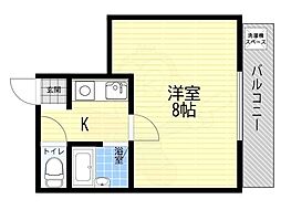 アワーズ長柄 1Kの間取図画像