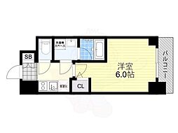 リヴェント難波ウエスト 1Kの間取図画像