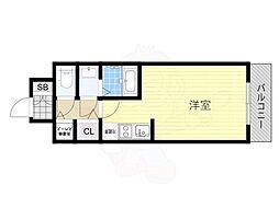 エスリード北浜イースト ワンルームの間取図画像