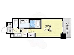 ミュプレ北浜 1Kの間取図画像