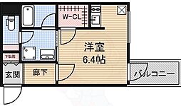 プレサンス難波南アーバニッシュ 1Kの間取図画像