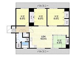 ラパンジール島之内 4LDKの間取図画像