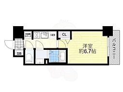 プレサンス大阪ドームシティクロスティ 1Kの間取図画像