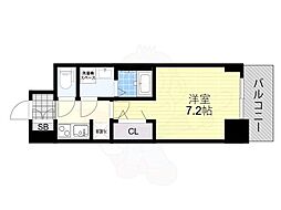 S-RESIDENCE阿波座bouncy 1Kの間取図画像