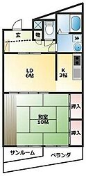 Jポートビル 1LDKの間取図画像