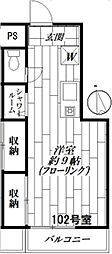 かいづかファミリア1 ワンルームの間取図画像