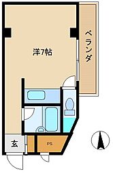 阪神本線 大物駅 徒歩3分の賃貸マンション 2階1Kの間取り
