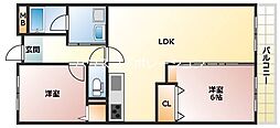 グレースサンシャイン 2LDKの間取図画像