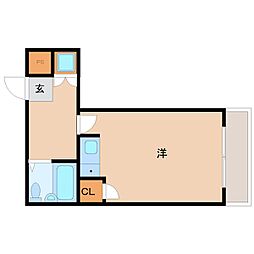 フロントリバー東難波 ワンルームの間取図画像
