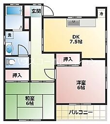 サンハイツ2 2DKの間取図画像