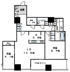 シティタワー高輪 2LDKの間取図画像