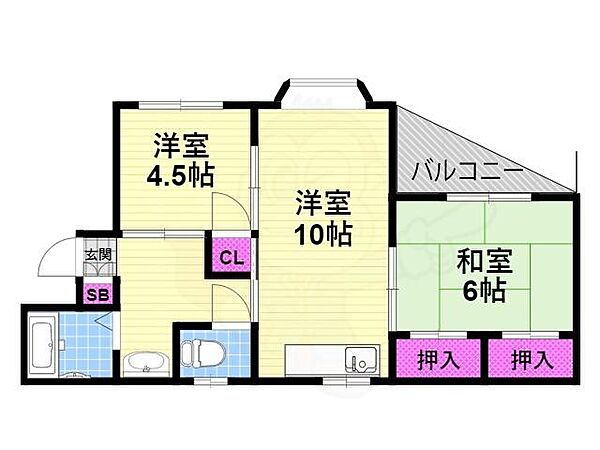 川上ハイツ ｜大阪府四條畷市中野２丁目(賃貸マンション2LDK・3階・48.00㎡)の写真 その2