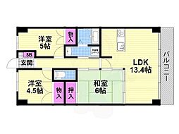 ディオ・フェルティ石切 3LDKの間取図画像